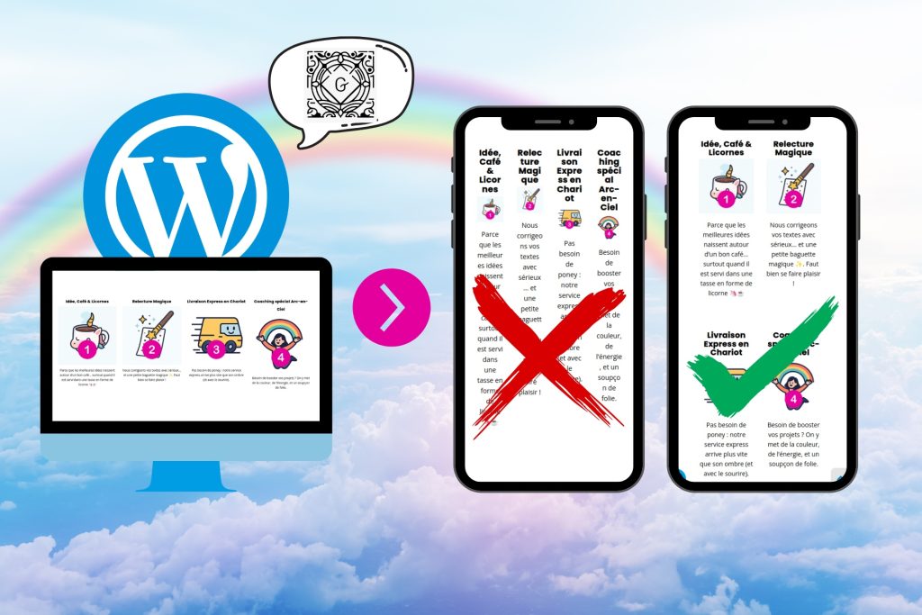 colonnes wordpress sur pc et mobile