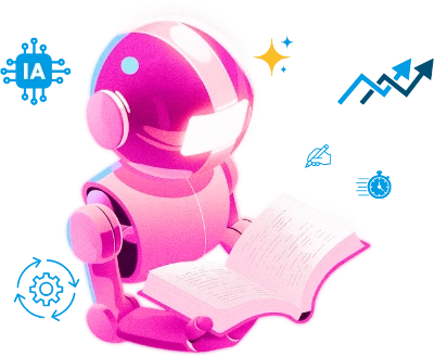 Représentation de l'IA générative : Robot lisant un livre